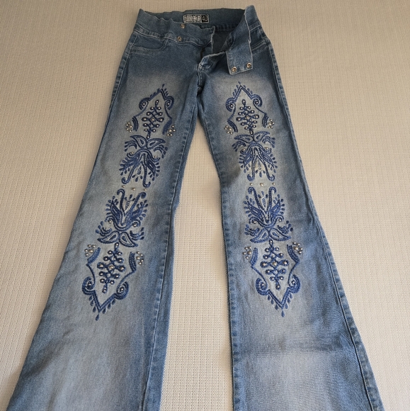 Vintage Sweet November 40 Embroidered Wide Leg Jeans - Picture 1 of 14